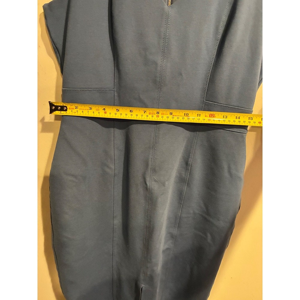 White House Black Market Slate Blue V-Neck Sheath Dress Size 8 Exposed Zipper - Picture 8 of 11